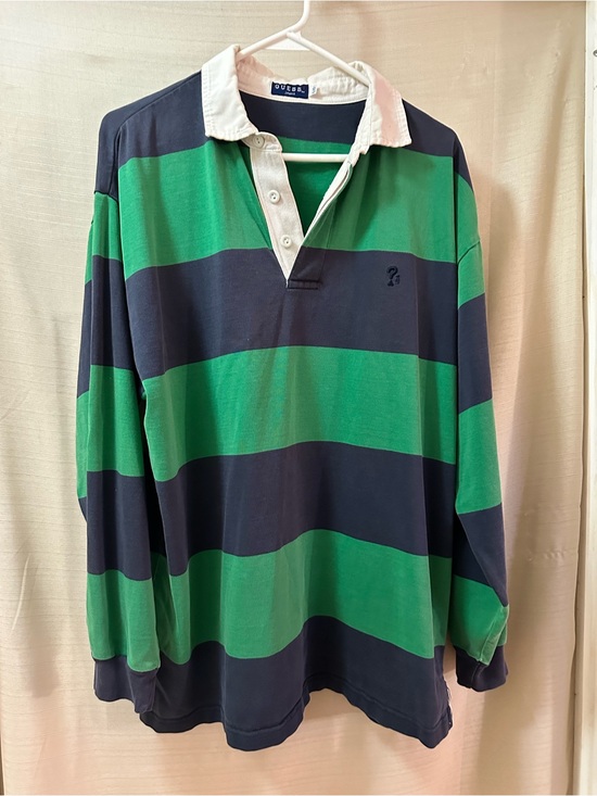 Guess Other - Vintage Y2K GUESS Jeans Rugby Shirt Green Blue Striped Oversized Long Sleeve
